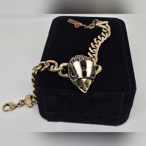 Chunky Black and White Eagle Antiqe Gold Bracelet